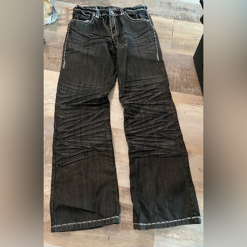 Ash Black Relaxed Jeans with Textured Creases